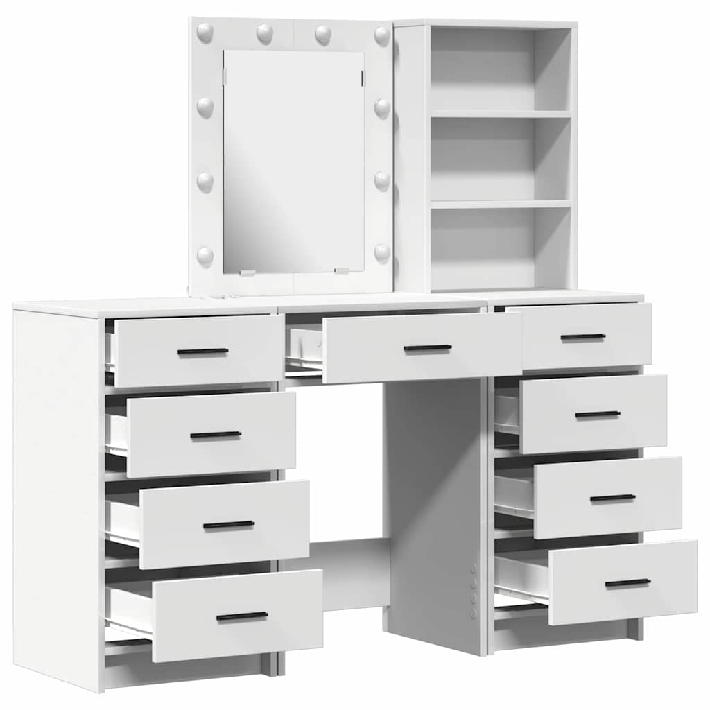 vidaXL Kaptafel met lade 3 pcs Wit 40 x 41 x 135 cm Bewerkt hout