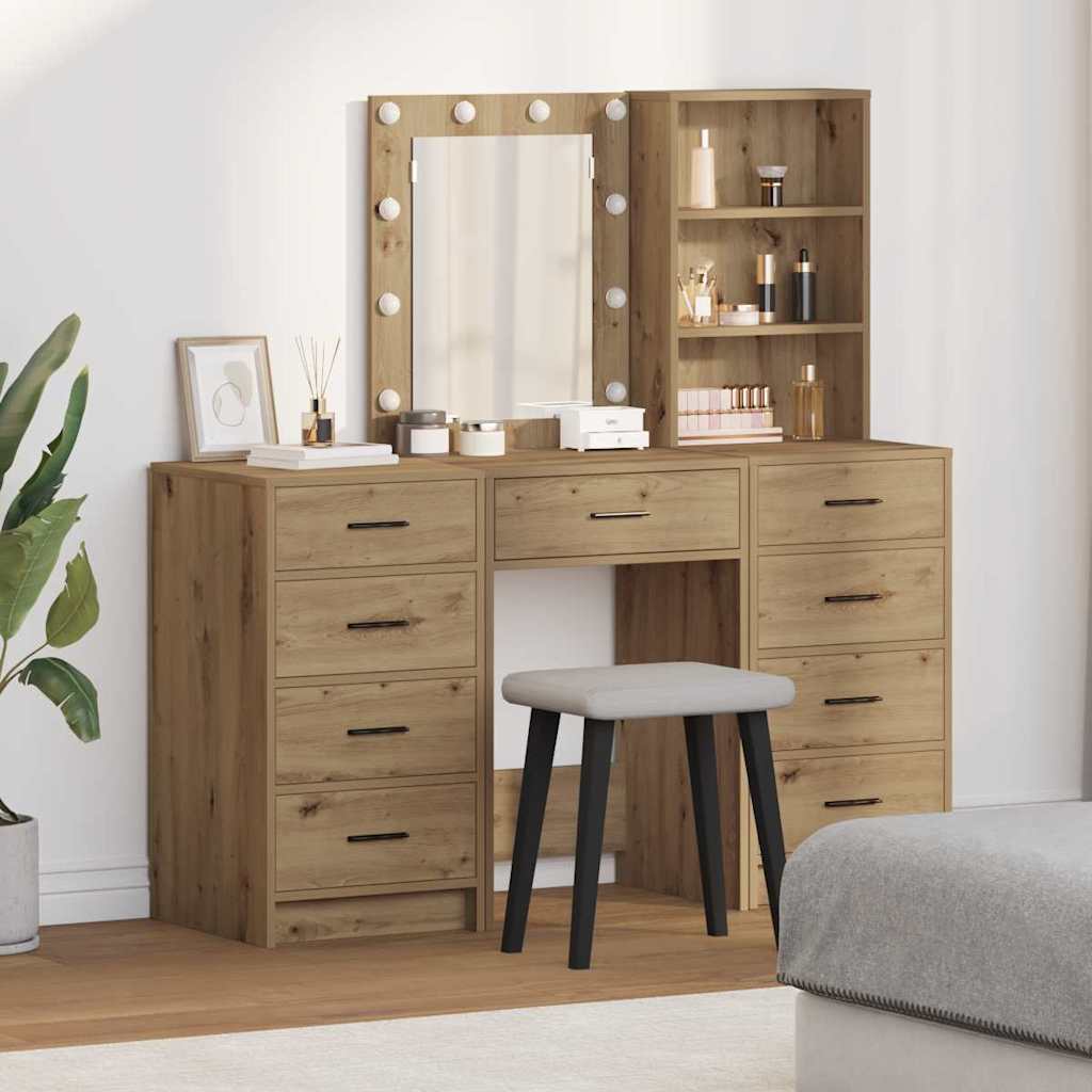 vidaXL Kaptafel met lade 3 pcs Wit 40 x 41 x 135 cm Bewerkt hout