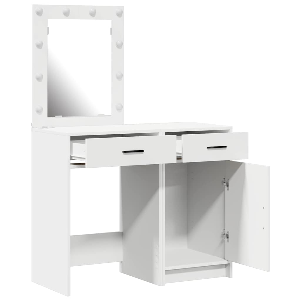vidaXL Kaptafel met lade 2 pcs Wit 50 x 41 x 135 cm Bewerkt hout