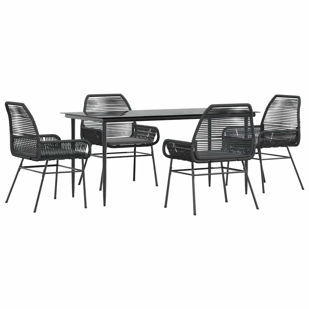 vidaXL 3-delige Tuinset met kussens poly rattan glas zwart