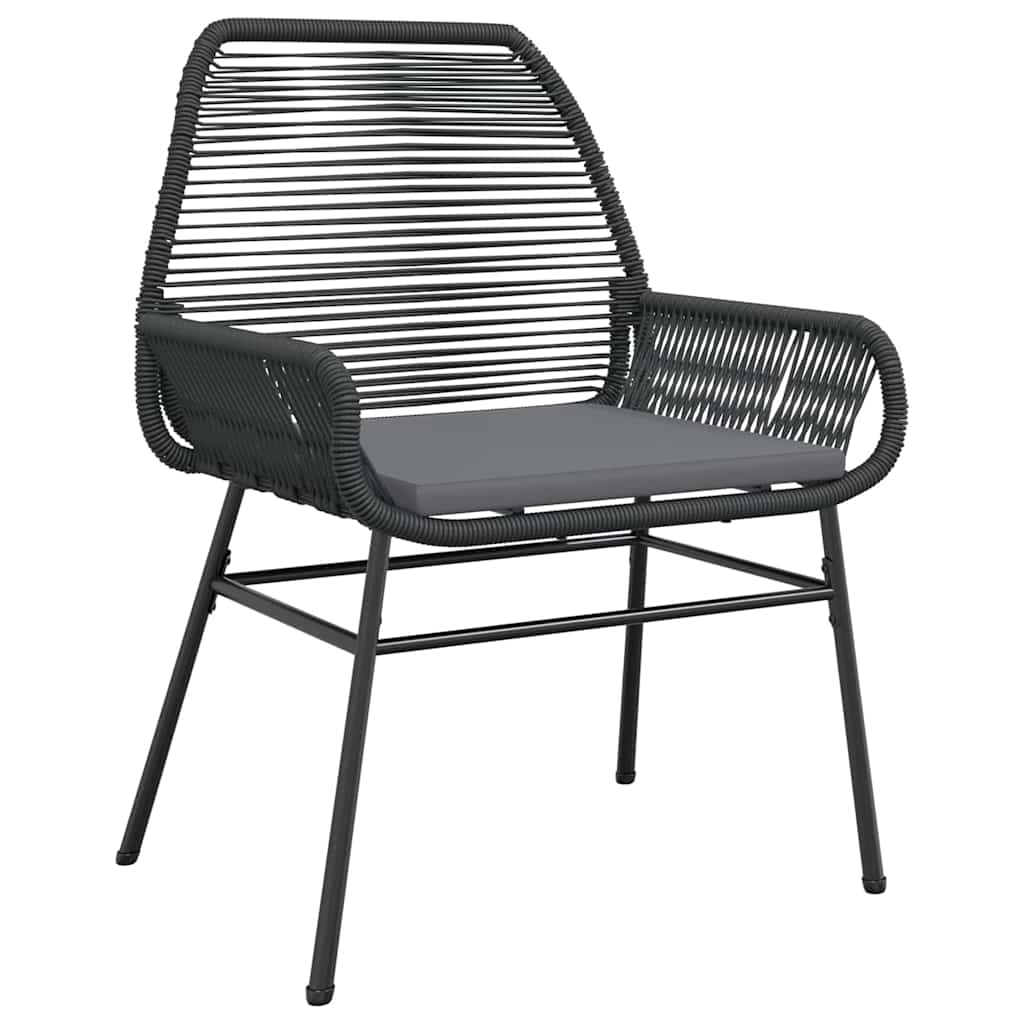 vidaXL 3-delige Tuinset met kussens poly rattan glas zwart