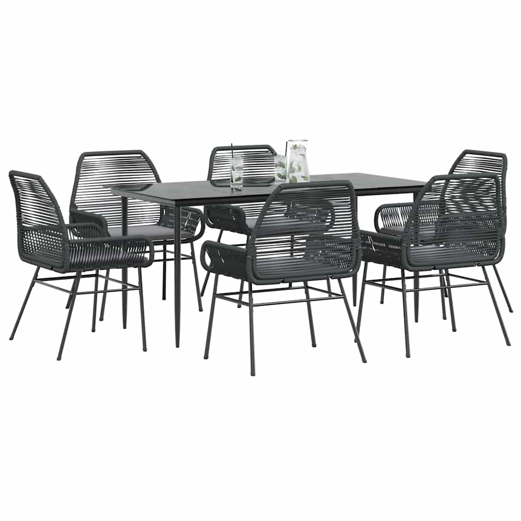 vidaXL 3-delige Tuinset met kussens poly rattan glas zwart