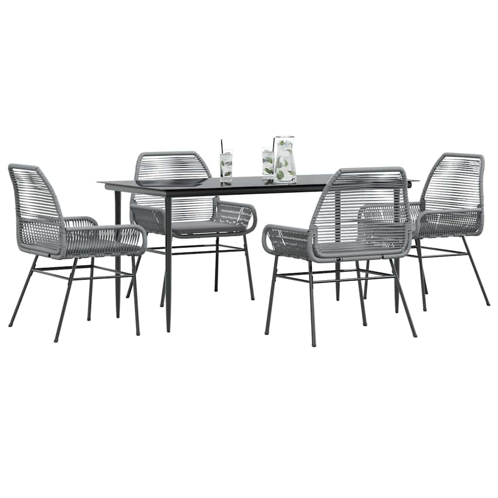 vidaXL 3-delige Tuinset met kussens poly rattan glas zwart