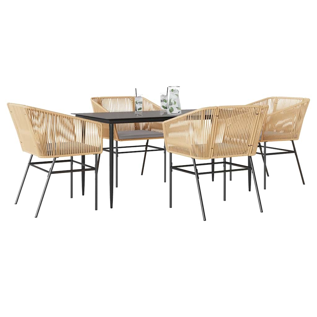 vidaXL 3-delige Tuinset met kussens poly rattan glas zwart