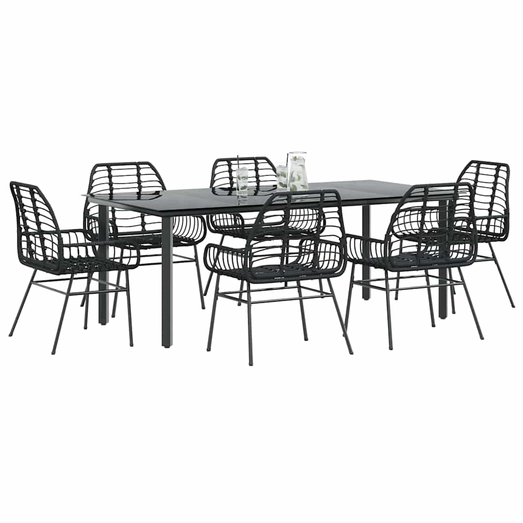 vidaXL 3-delige Tuinset poly rattan glas zwart