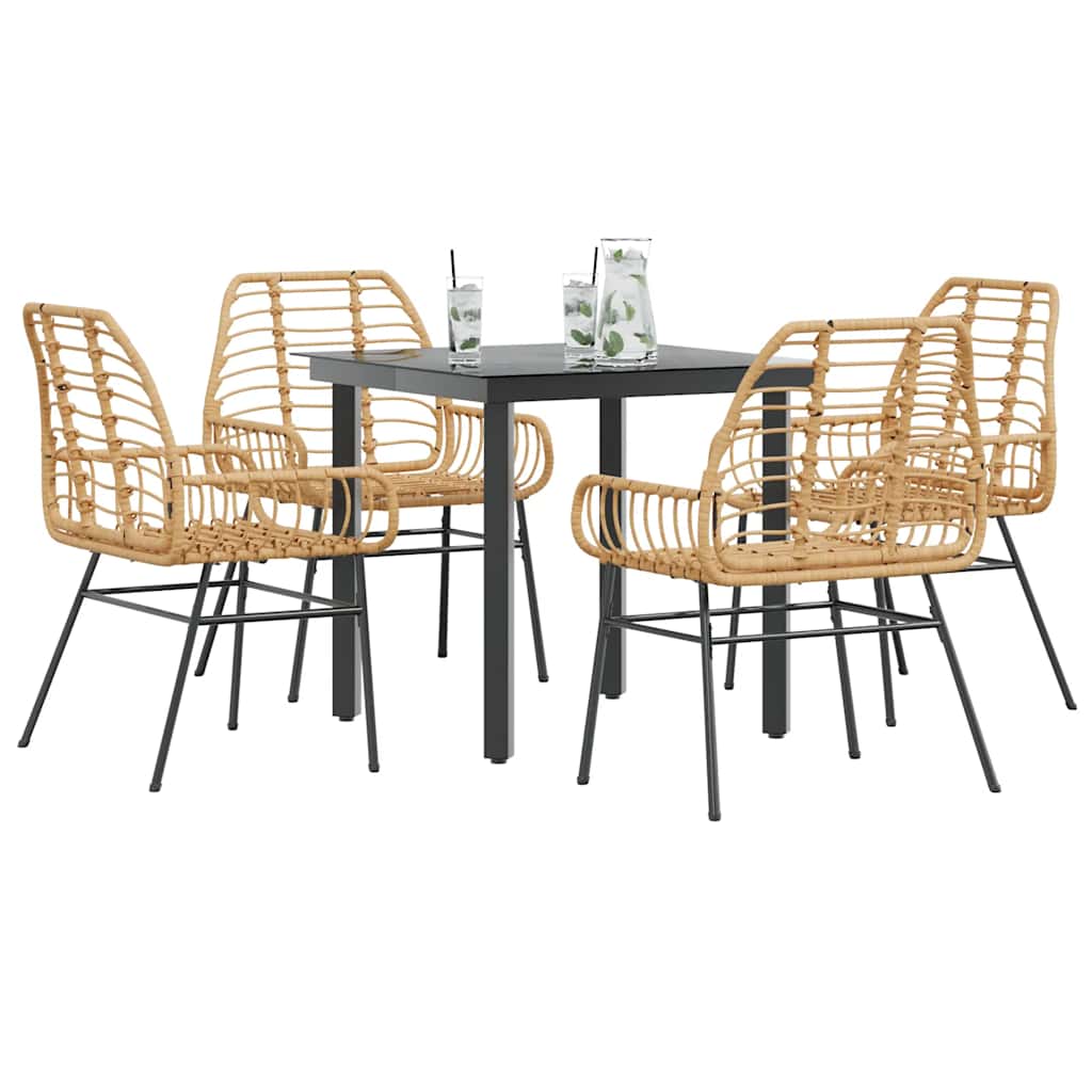 vidaXL 3-delige Tuinset poly rattan glas zwart