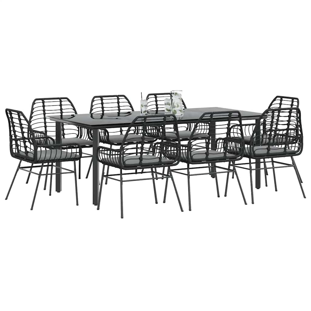 vidaXL 3-delige Tuinset poly rattan glas zwart