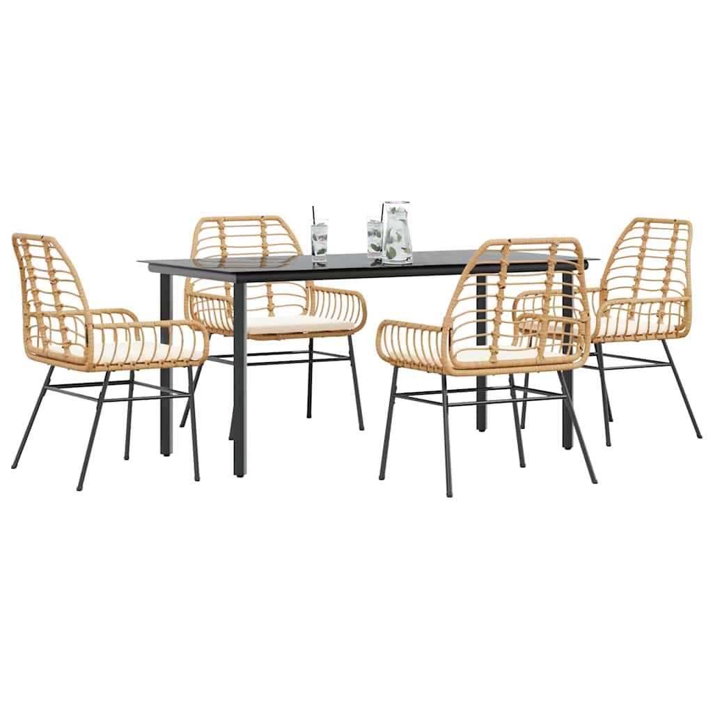 vidaXL 3-delige Tuinset poly rattan glas zwart