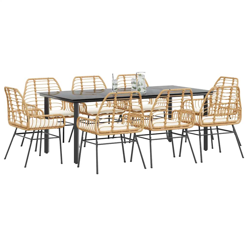 vidaXL 3-delige Tuinset poly rattan glas zwart