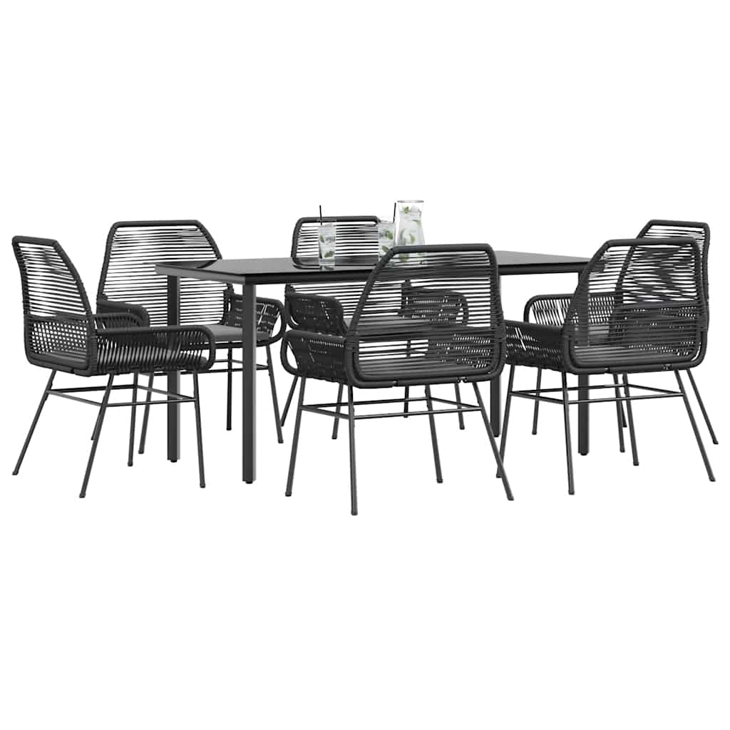 vidaXL 3-Piece Garden Lounge Set with Cushions Poly Rattan Glass Black