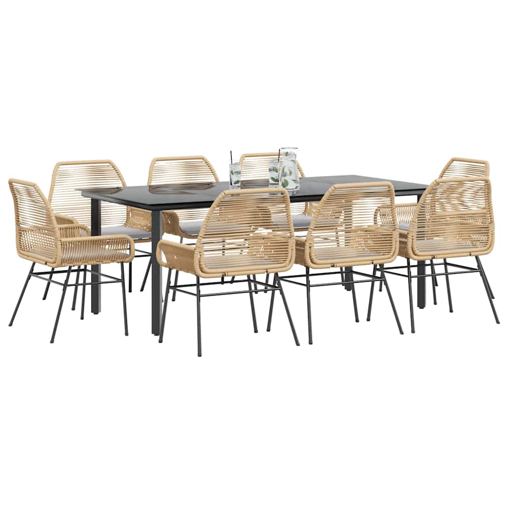 vidaXL 3-Piece Garden Lounge Set with Cushions Poly Rattan Glass Black