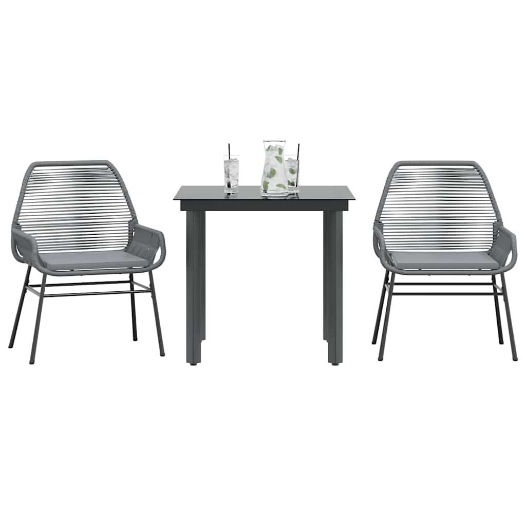 vidaXL 3-Piece Garden Lounge Set with Cushions Poly Rattan Glass Black