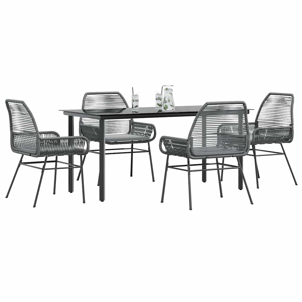 vidaXL 3-Piece Garden Lounge Set with Cushions Poly Rattan Glass Black