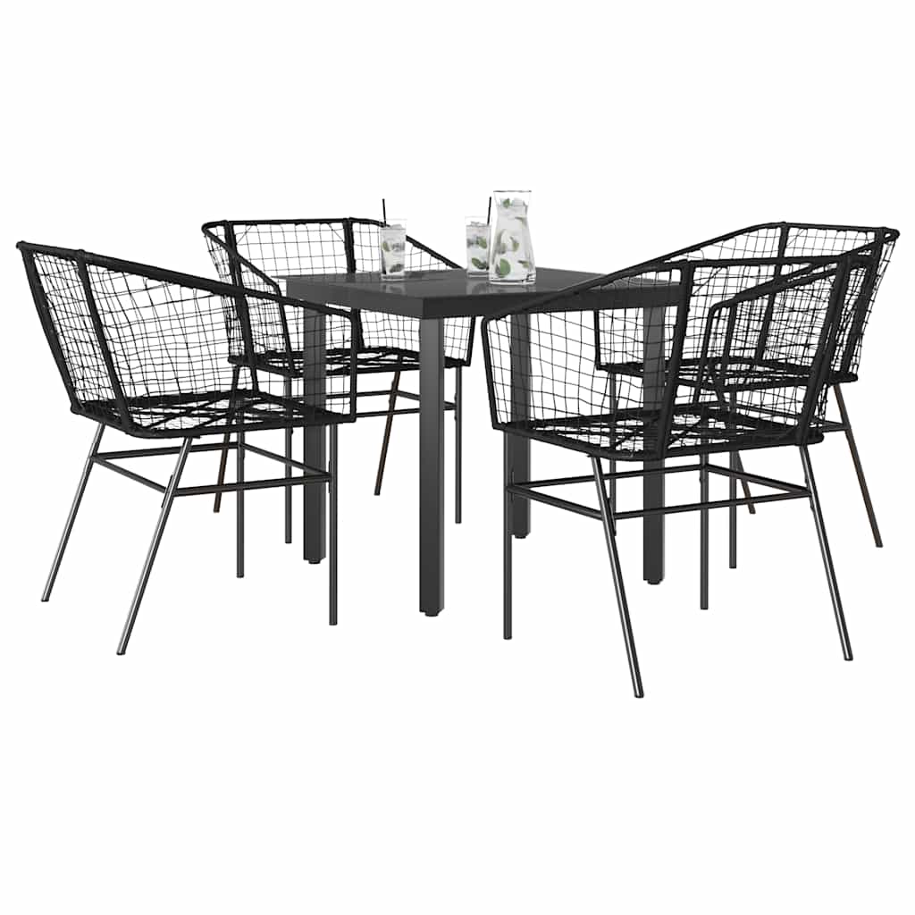 vidaXL 3-delige Tuinset poly rattan glas zwart