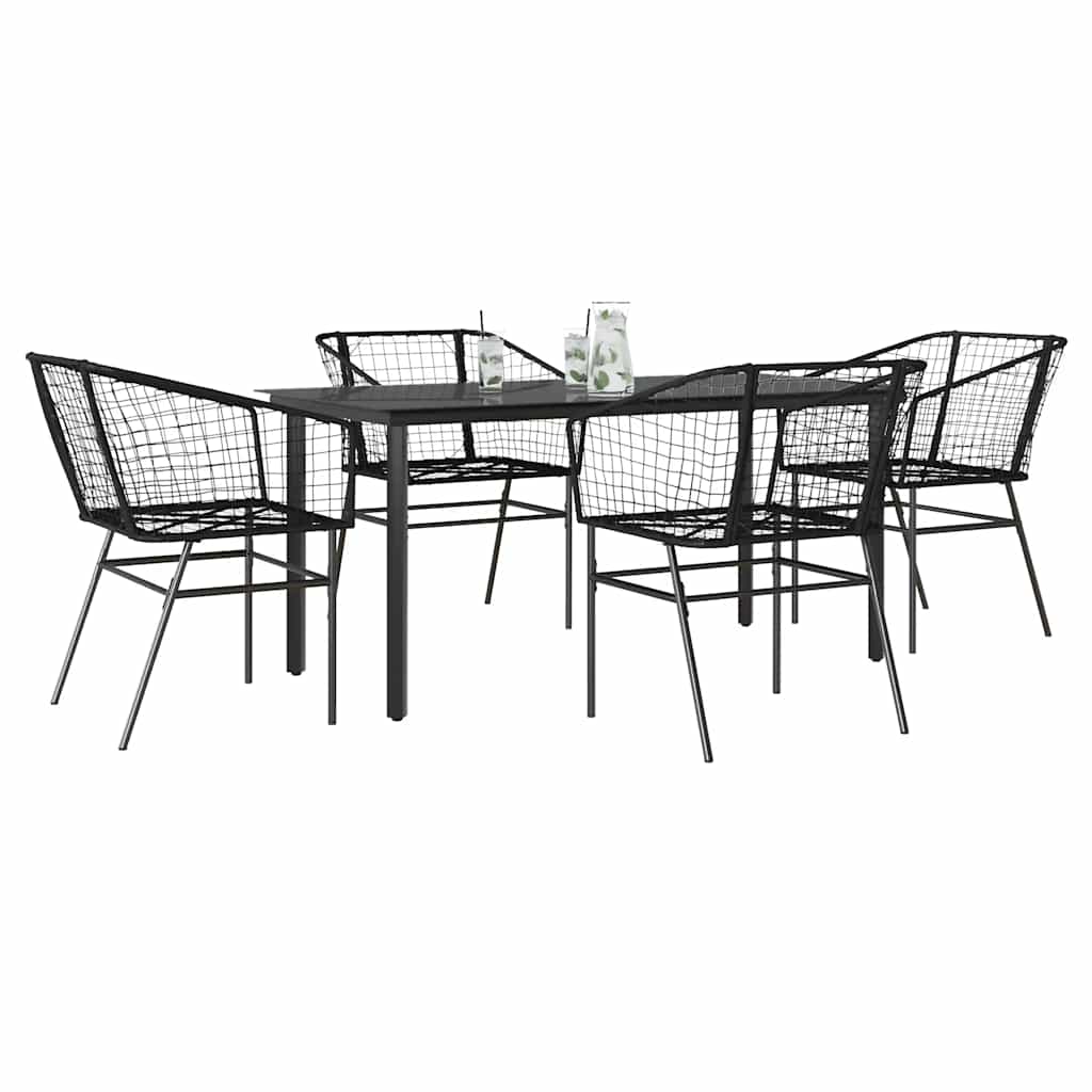 vidaXL 3-delige Tuinset poly rattan glas zwart