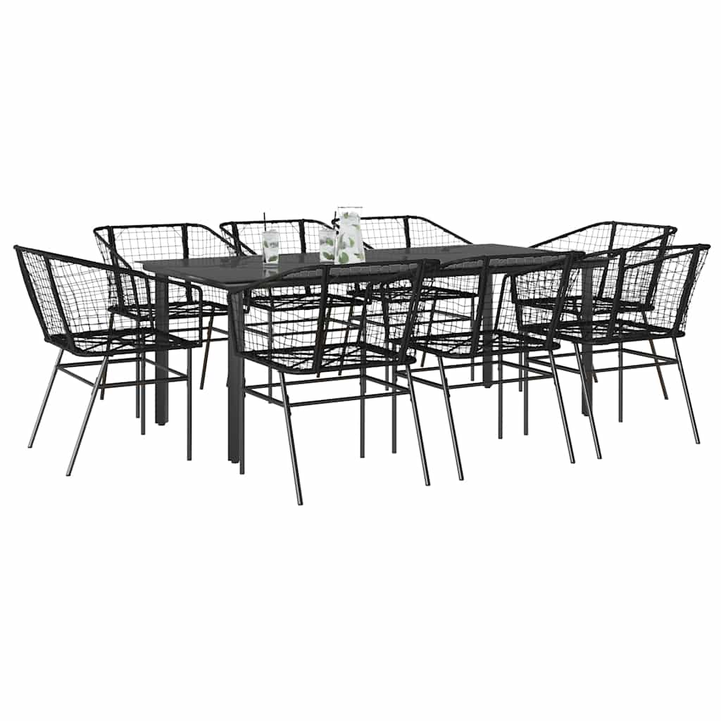 vidaXL 3-delige Tuinset poly rattan glas zwart