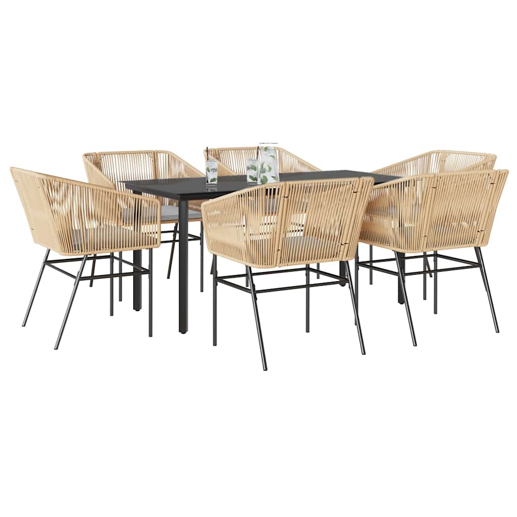 vidaXL 3-delige Tuinset met kussens poly rattan glas zwart