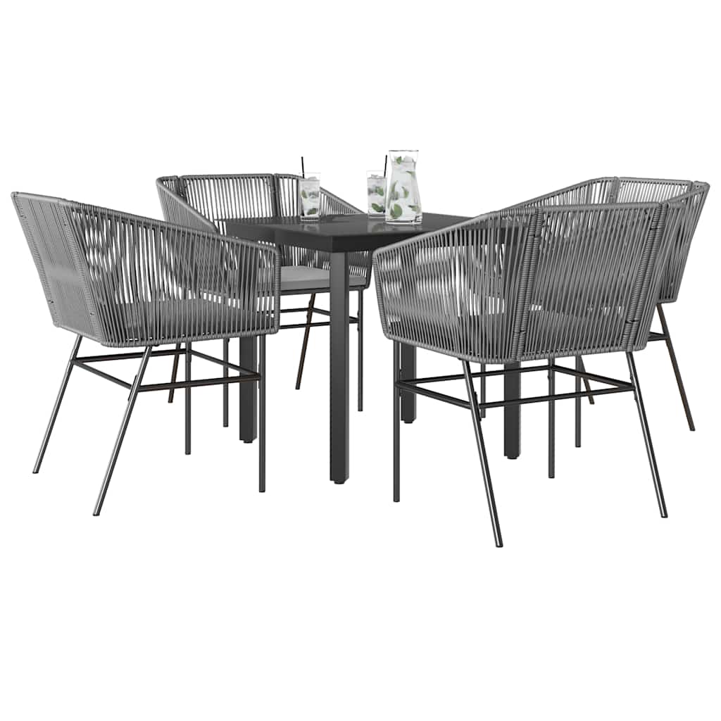 vidaXL 3-delige Tuinset met kussens poly rattan glas zwart