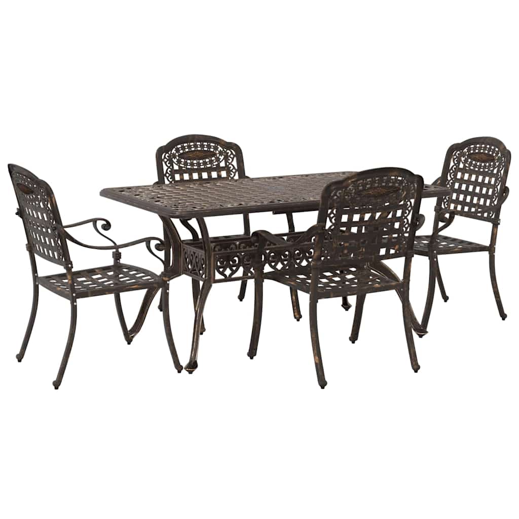 vidaXL Tuin Eettafel Set 5 pcs Wit Aluminium