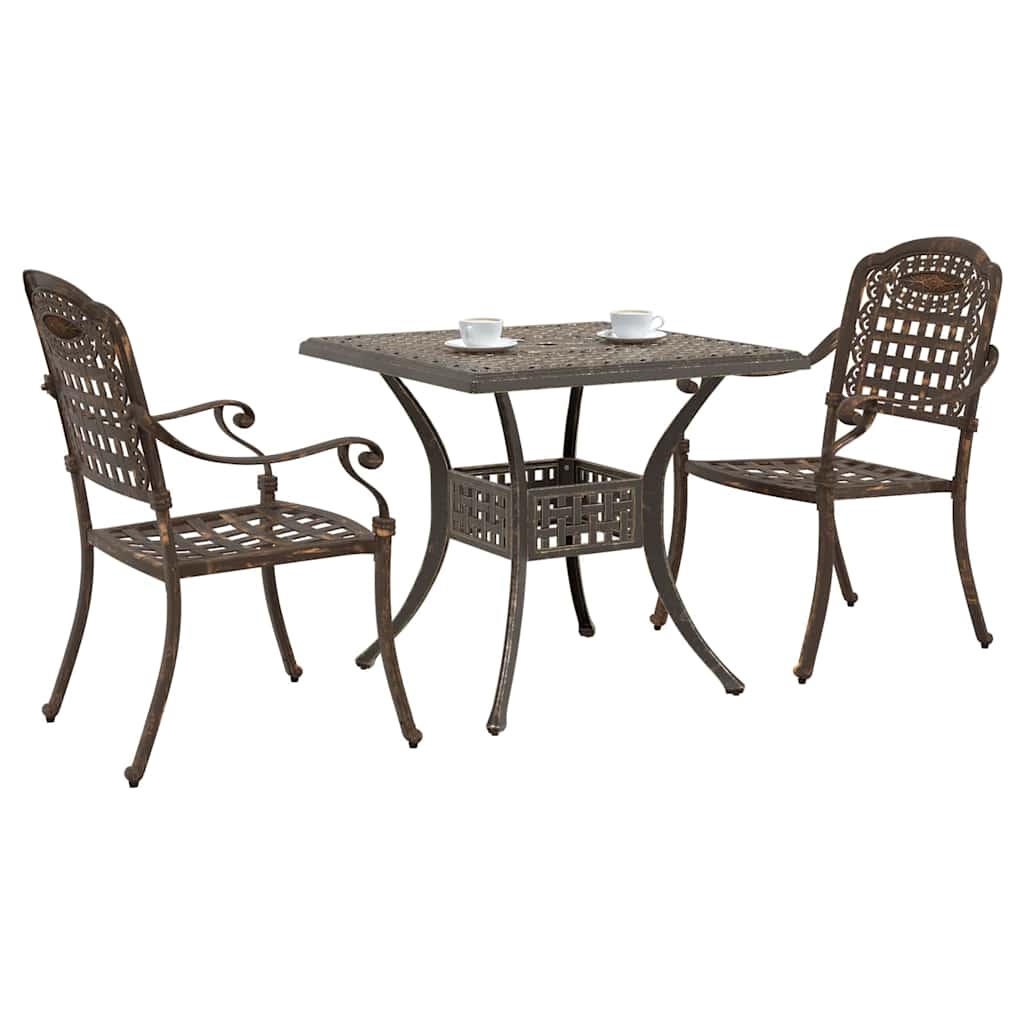 vidaXL Tuinstafel Set 3 pcs Brons Gegoten Aluminium