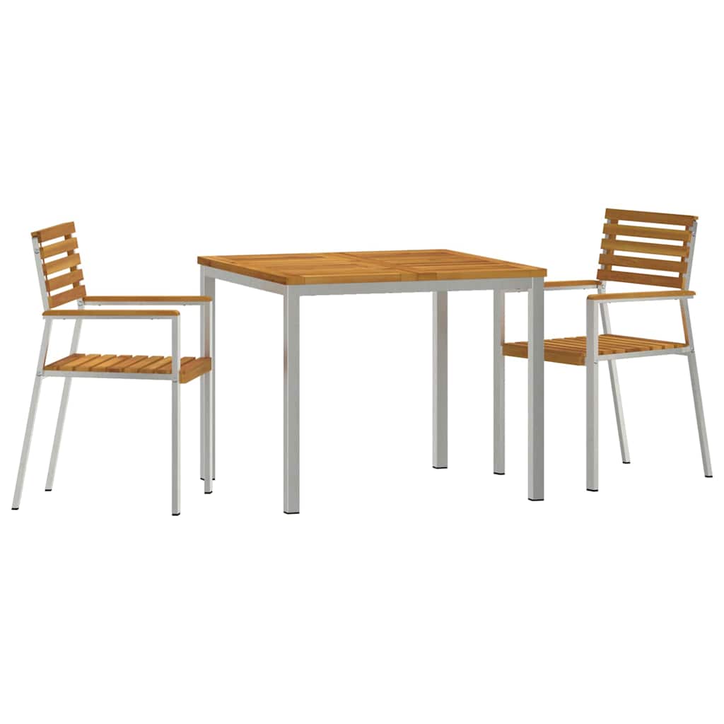 vidaXL Tuin Eettafel Set 3 pcs Bruin Massief Acacia Hout