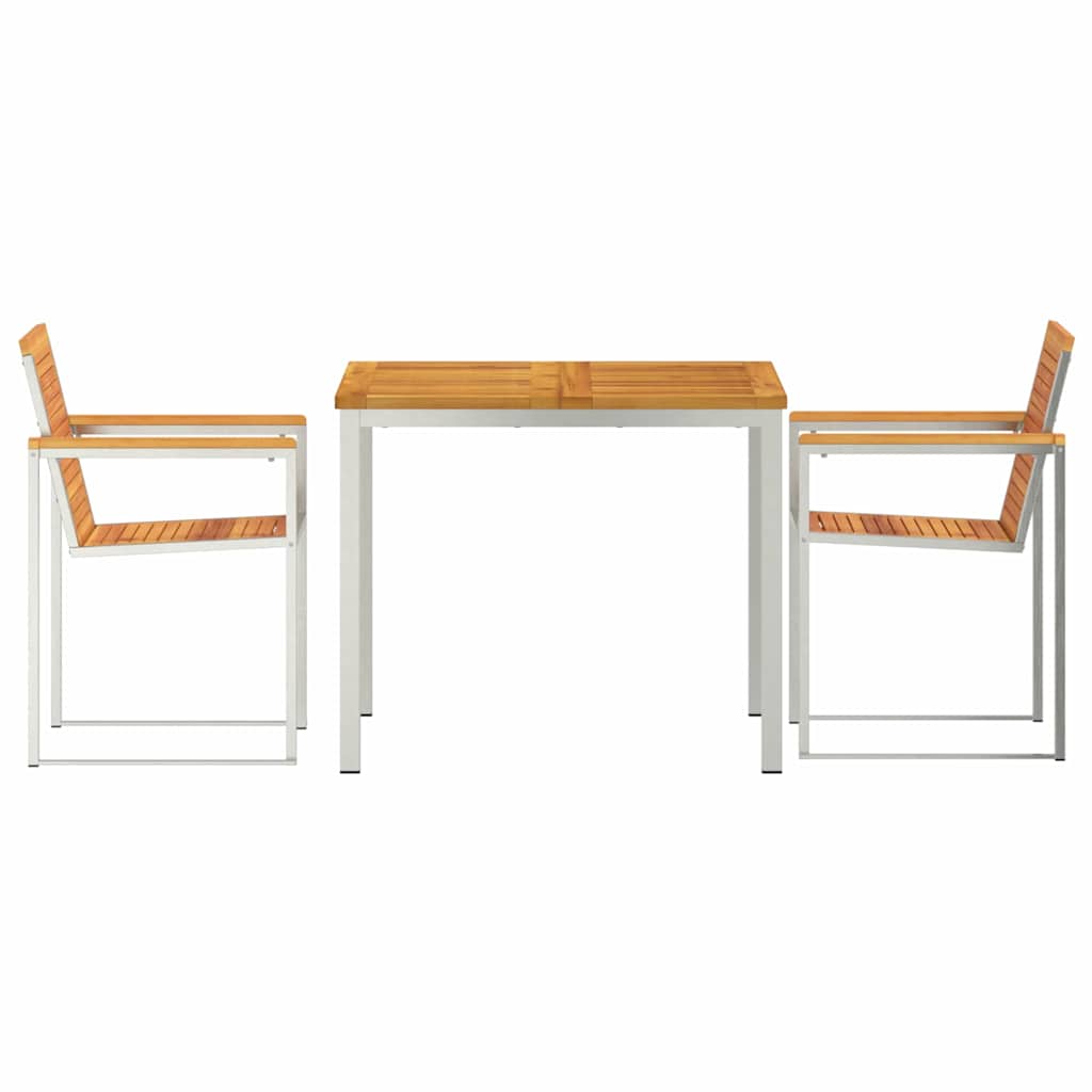 vidaXL Tuin Eettafel Set 3 pcs Bruin Massief Acacia Hout