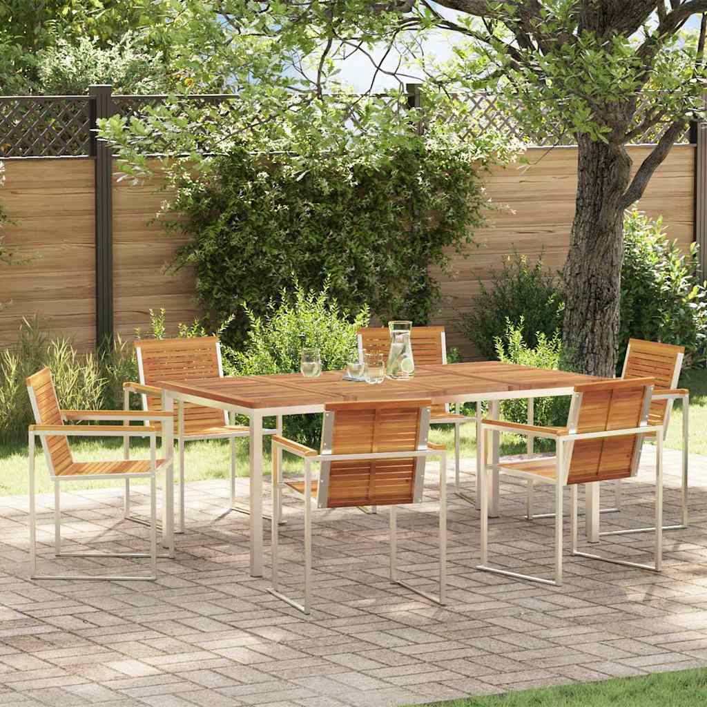 vidaXL Tuin Eettafel Set 3 pcs Bruin Massief Acacia Hout