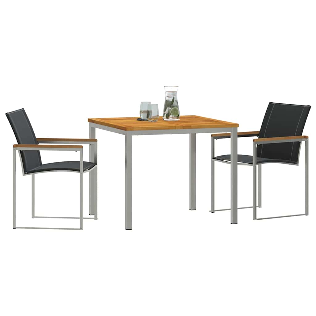 vidaXL Tuin Eettafel Set 3 pcs Bruin Massief Acacia Hout