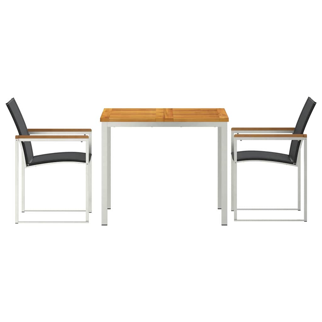vidaXL Tuin Eettafel Set 3 pcs Bruin Massief Acacia Hout