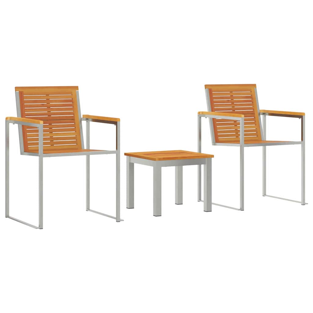 vidaXL Ligstoel 3 pcs Bruin Massief Acacia Hout