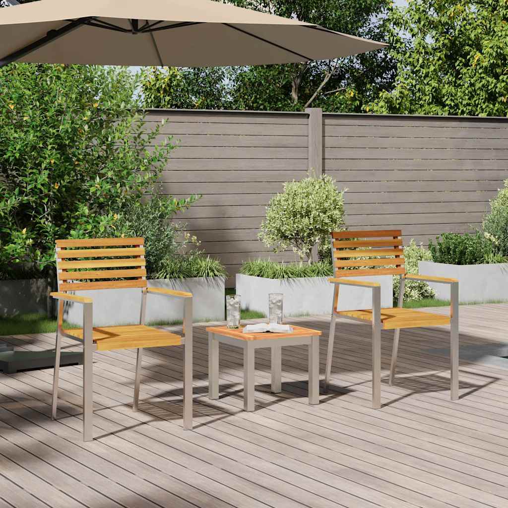 vidaXL Tuin Eettafel Set 3 pcs Bruin Massief Acacia Hout