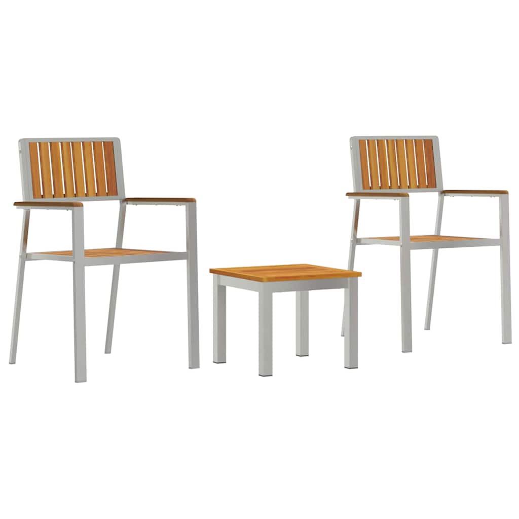 vidaXL Tuin Eettafel Set 3 pcs Bruin Massief Acacia Hout