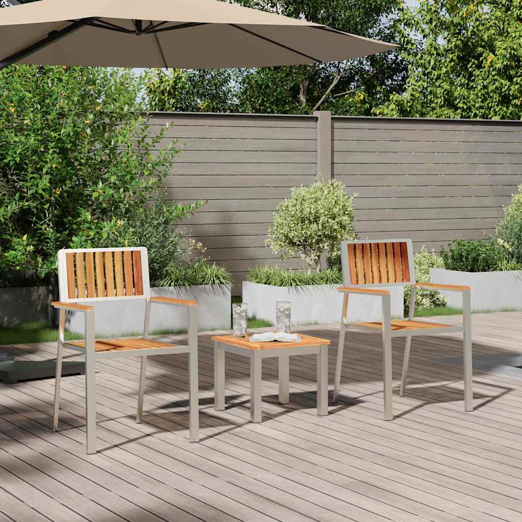 vidaXL Tuin Eettafel Set 3 pcs Bruin Massief Acacia Hout