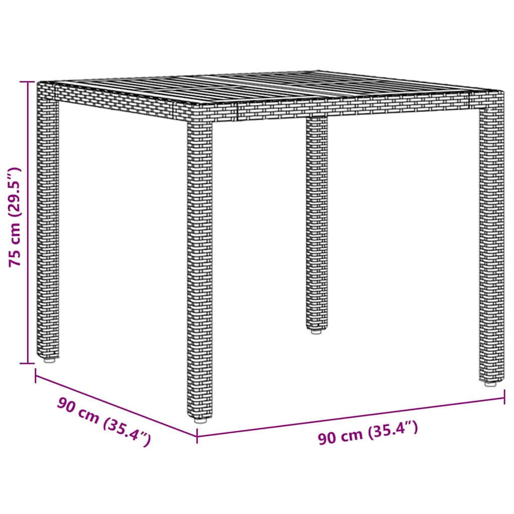 vidaXL Tuin Eettafel Set 3 pcs Zwart poly rattan