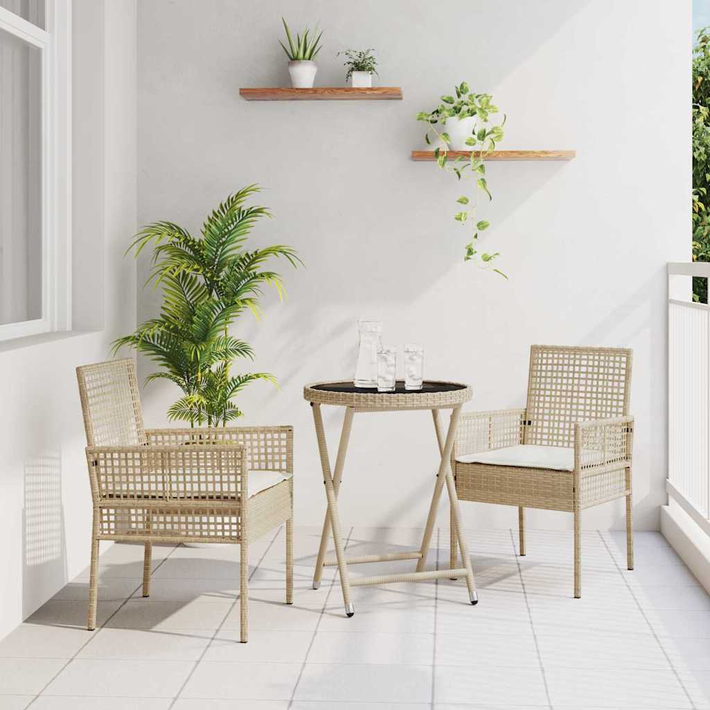 vidaXL Tuin Bistro Set 3 pcs Zwart poly rattan