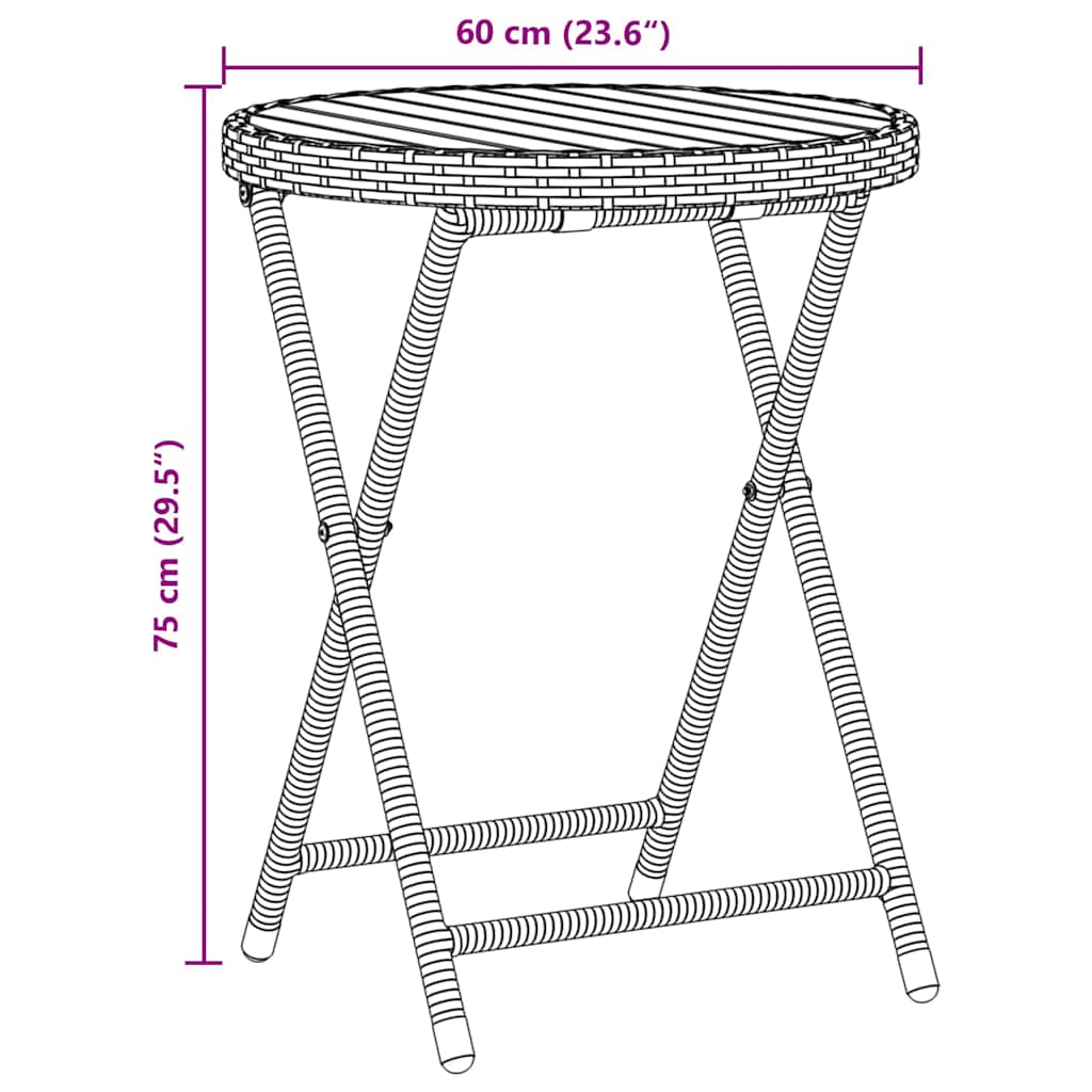 vidaXL Tuin Bistro Set 3 pcs Zwart poly rattan