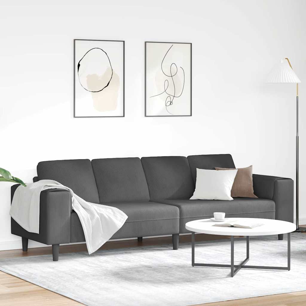 vidaXL Banque avec coussins de lumière 250 x 77 x 76 cm Tissu en velours côtelé
