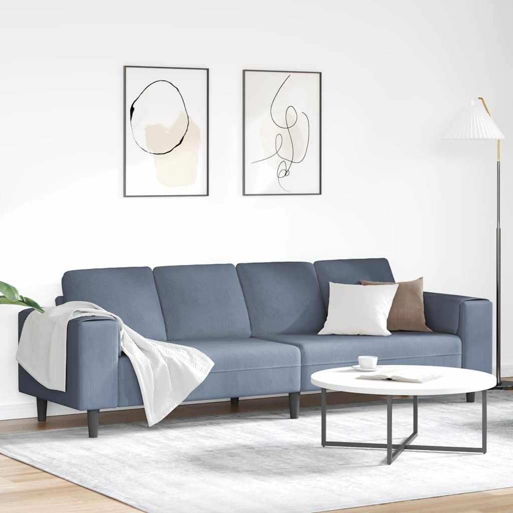 vidaXL Banque avec coussins de lumière 250 x 77 x 76 cm Tissu en velours côtelé