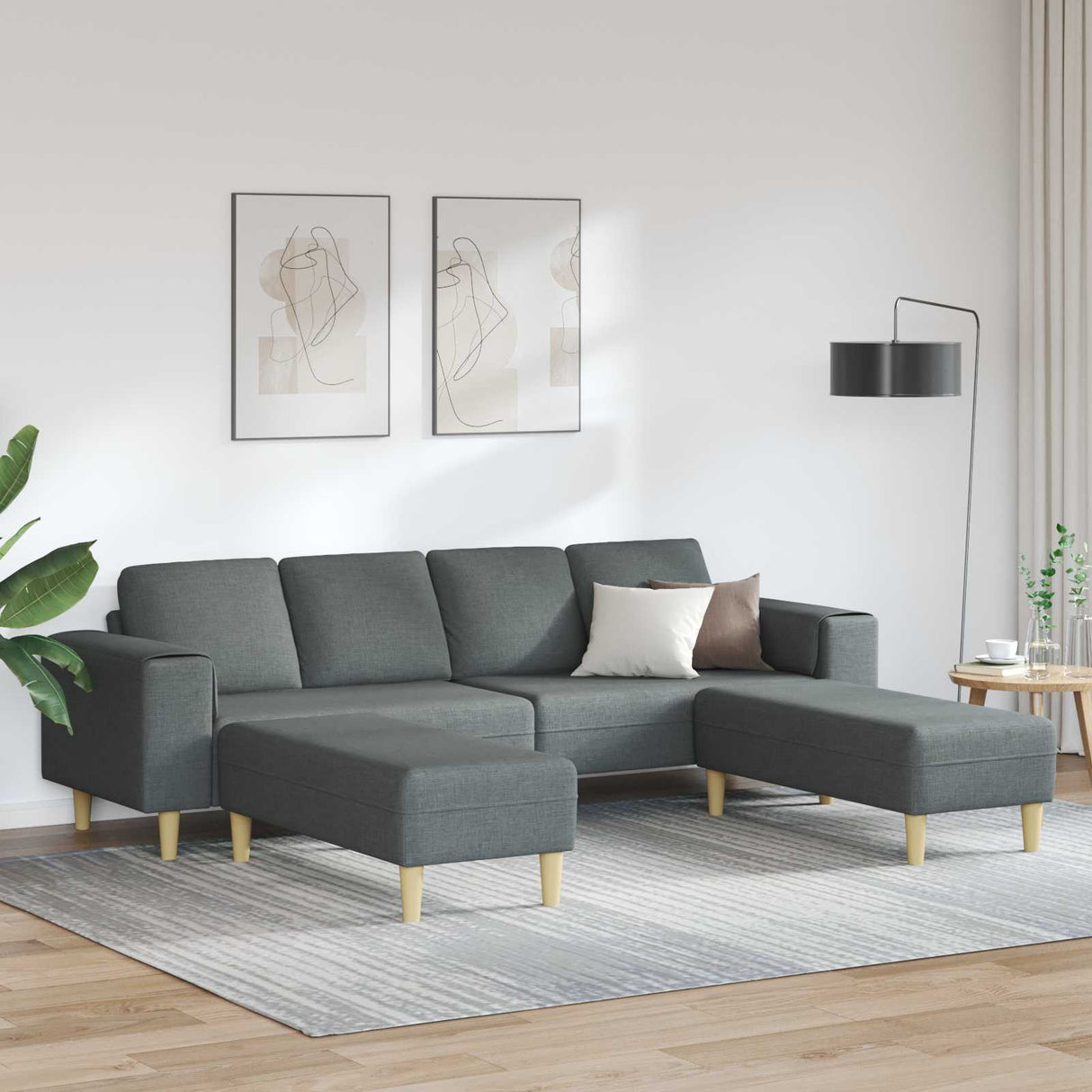 vidaXL Woonkamerbank Lichtgrijs 250 x 77 x 76 cm Polyester