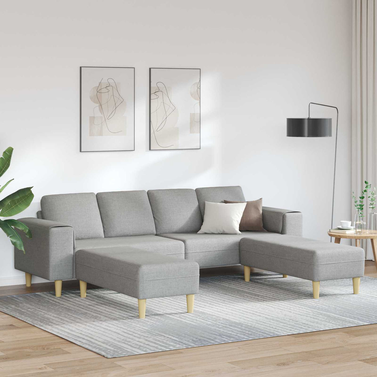 vidaXL Woonkamerbank Lichtgrijs 250 x 77 x 76 cm Polyester