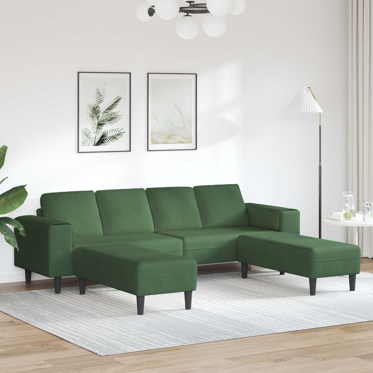 vidaXL Banque avec coussins de lumière 250 x 77 x 76 cm Tissu en velours côtelé