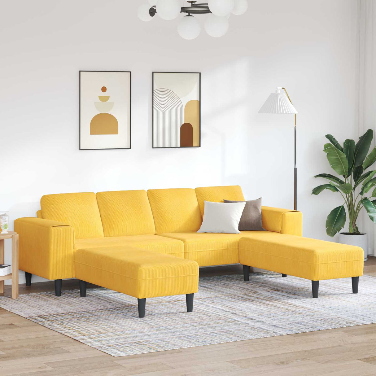 vidaXL Banque avec coussins de lumière 250 x 77 x 76 cm Tissu en velours côtelé