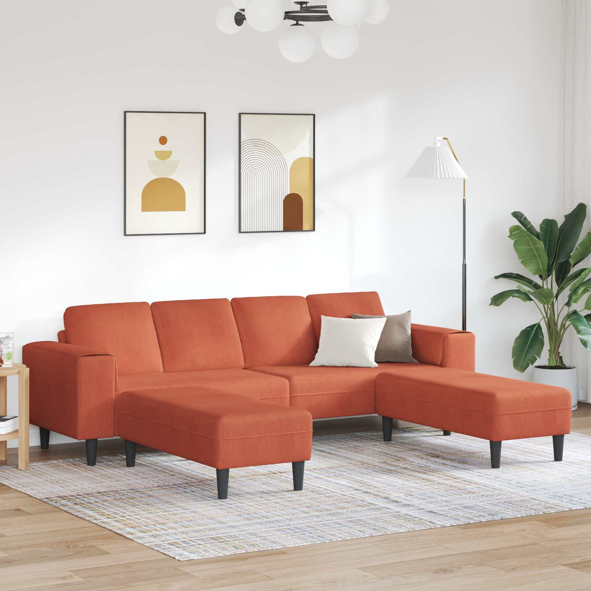 vidaXL Banque avec coussins de lumière 250 x 77 x 76 cm Tissu en velours côtelé