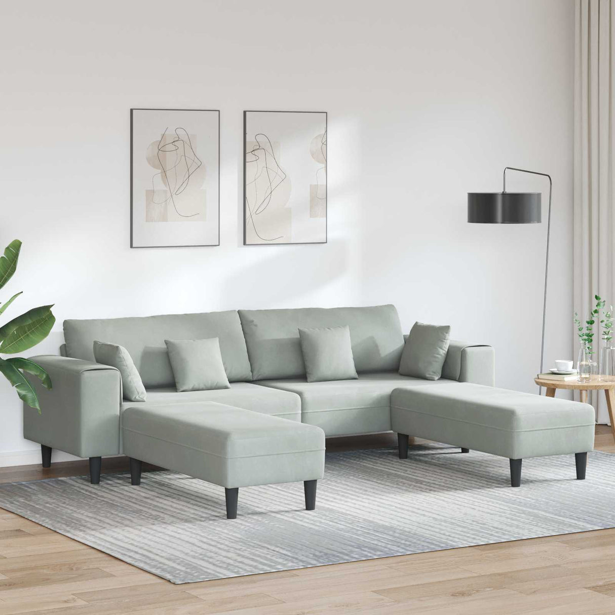 vidaXL Bank met kussen Blauw 250 x 77 x 76 cm Fluweel