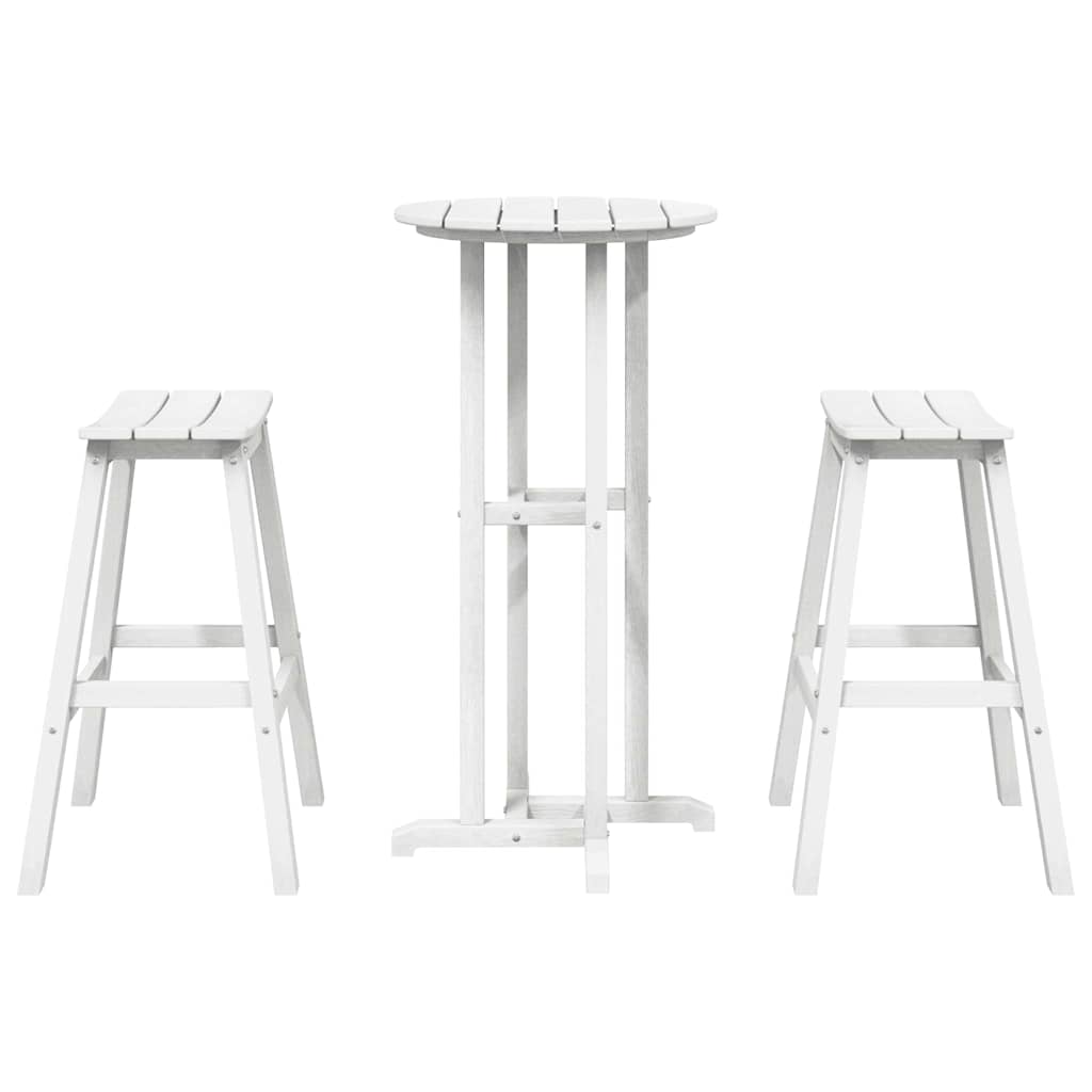 vidaXL Garden Bar Set 3 Pieces White HDPE