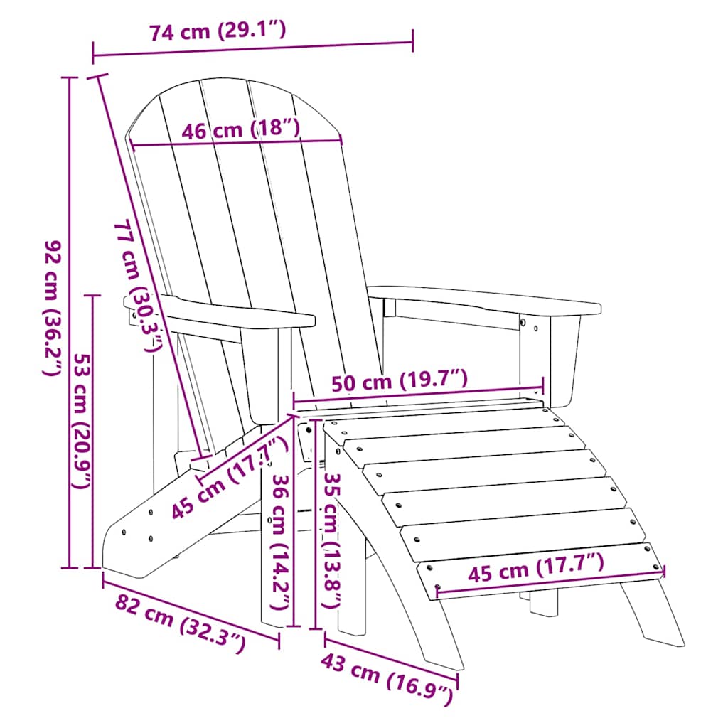 vidaXL Garden chair 2 pcs White 83 x 74 x 92 cm Polyethylene