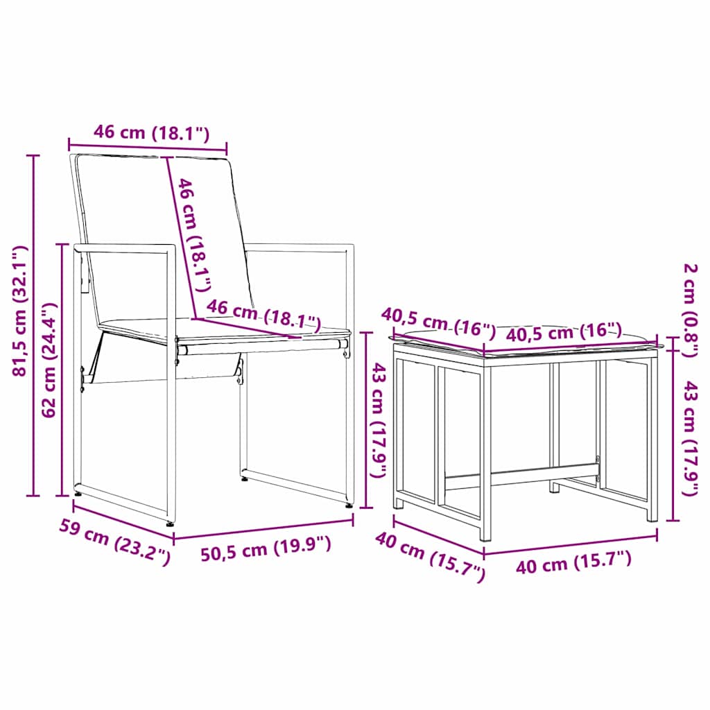 vidaXL Garden Dining Set 9 pcs Black Steel