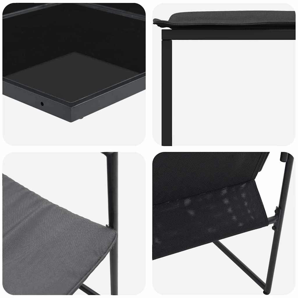 vidaXL Garden Dining Set 9 pcs Black Steel