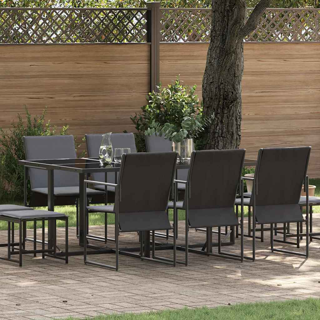 vidaXL Garden Dining Set 9 pcs Black Steel