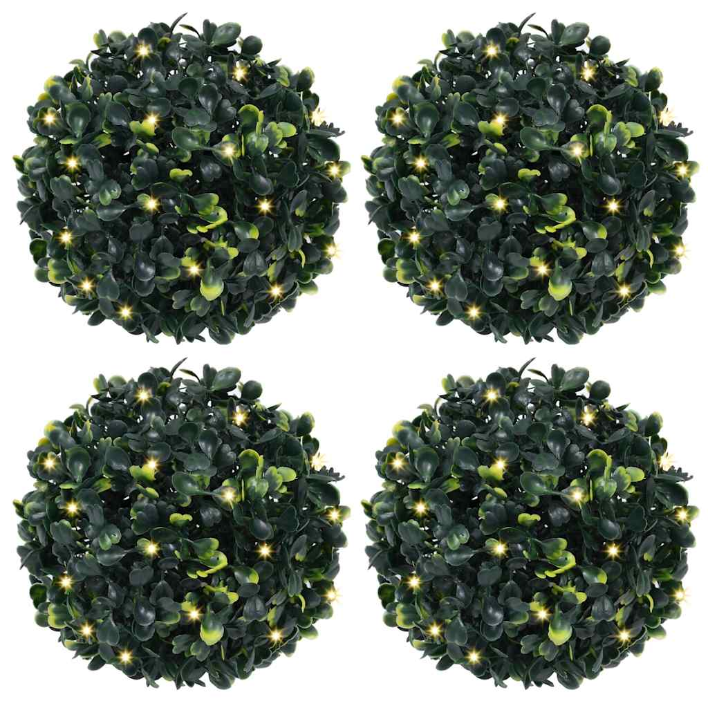 vidaXL Kunstbuxusballen met LED-verlichting 2 st 45 cm groen